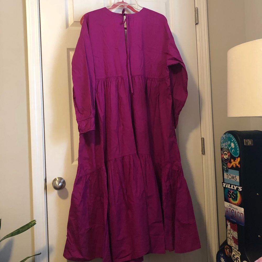 Anthropologie Magenta Tiered Midi Dress - Picture 7 of 7